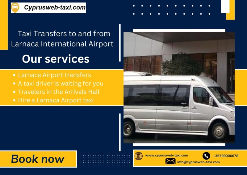 CyprusWeb-Taxi provides a reliable Larnaca Airport taxi service for seamless transfers. With our professional drivers and well-maintained vehicles, you can trust us for safe and comfortable transportation. Whether you need a transfer to your hotel or any other destination, our dedicated team ensures a hassle-free experience. Book your Larnaca Airport taxi transfer now and enjoy peace of mind throughout your journey. 

Just visit our website: https://www.cyprusweb-taxi.com