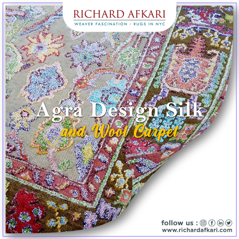 Agra Design Silk and Wool Carpet